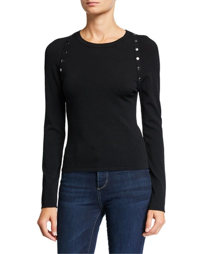 Autumn Cashmere Snap Raglan-sleeve Sweater In Black