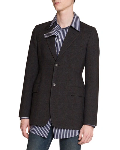 Balenciaga Men's Hourglass Plaid Two-button Jacket In Gray