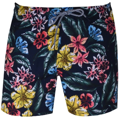 Ted Baker Marang Floral Drawstring Swim Shorts In Navy