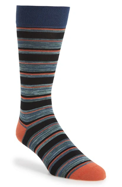 Ted Baker Seffner Melange Striped Socks In Black
