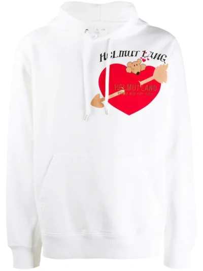 Helmut Lang Valentine-print Cotton Hooded Sweatshirt In Chalk White
