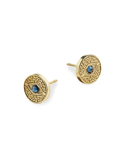 Alex And Ani Evil Eye Post Earrings, Blue In Blue/gold