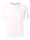 Thom Browne Striped-panel Crewneck Cotton T-shirt In Lt Pink