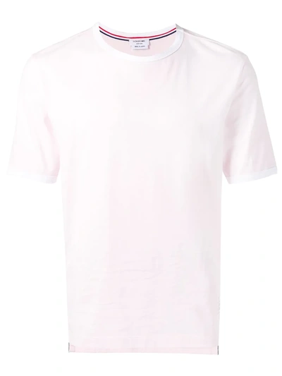 Thom Browne Striped-panel Crewneck Cotton T-shirt In Pink