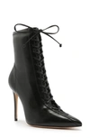 Schutz Tennie Pointed Toe Lace-up Boot In Black