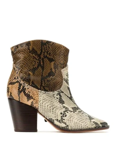 Schutz Women's Haven Snake Print Western Booties In Black