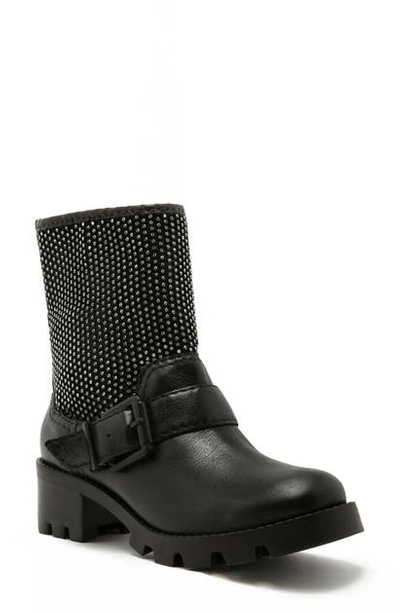 Schutz Women's Galena Studded Moto Boots In Black/ Cristal Patent Leather