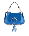 See By Chloé See By Chloe Joan Mini Leather & Suede Hobo In Absolute Blue/gold