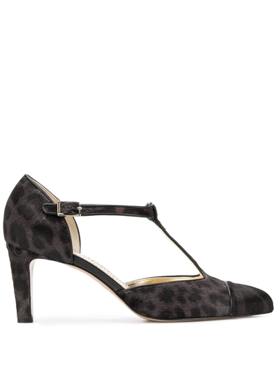 Antonio Barbato Animal-print T-bar Pumps In Grey