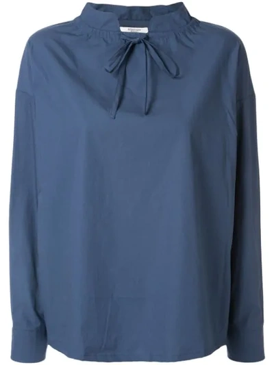 Atlantique Ascoli Oversized Tie-neck Blouse In Blue