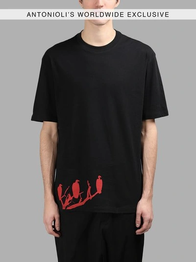 Raf Simons Men's Black T-shirt With Vultures