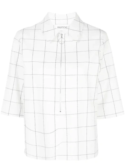 Partow Hewitt Half-zip Check Top In White