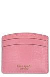 Kate Spade Sylvia Croc Embossed Leather Card Case - Pink In Ruffled Pansy