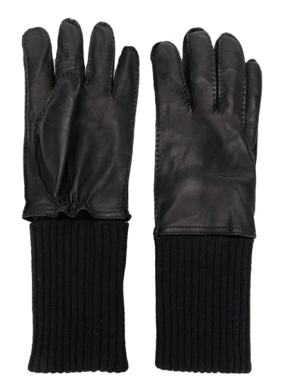 Ami Alexandre Mattiussi Leather Gloves In Black