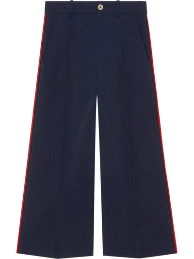 Gucci Side Stripe Web Band Trousers In Blue