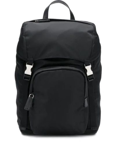 Prada Buckled Backpack In Black