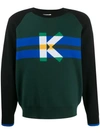 Kenzo Long Sleeve Graphic K Jumper Sweater In Green