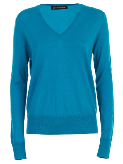 Department 5 Brosio Sweater V Neck Merino Wool In Turchese