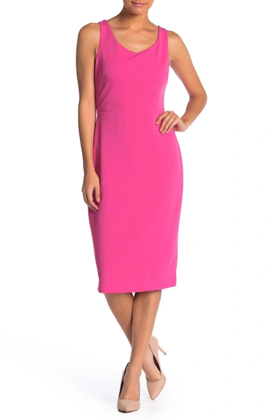 Betsey Johnson Scoop Neck Sleeveless Crepe Midi Dress In Party Girl Pink