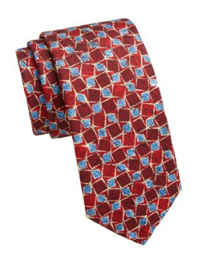 Saks Fifth Avenue Men's Collection Tilted Square Silk Print Tie In Red