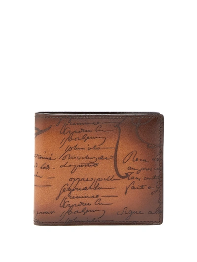 Berluti Scritto Venezia-leather Bi-fold Wallet In Brown