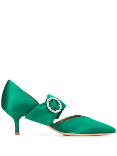 Malone Souliers Satin Pumps With Buckle Detail In Green