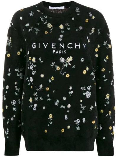 Givenchy Floral Textured Jumper In Black