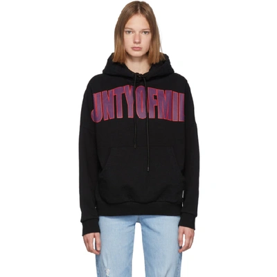 Marcelo Burlon County Of Milan Black Over Hoodie In Blk/drkpurp