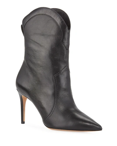 Alexandre Birman Esther Leather Pointed Boots In Black