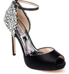 Badgley Mischka Ankle Strap Pump In Black Satin