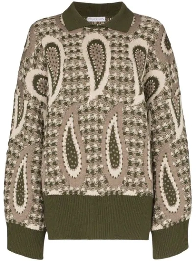 Jw Anderson Paisley Knitted Sweater In Green