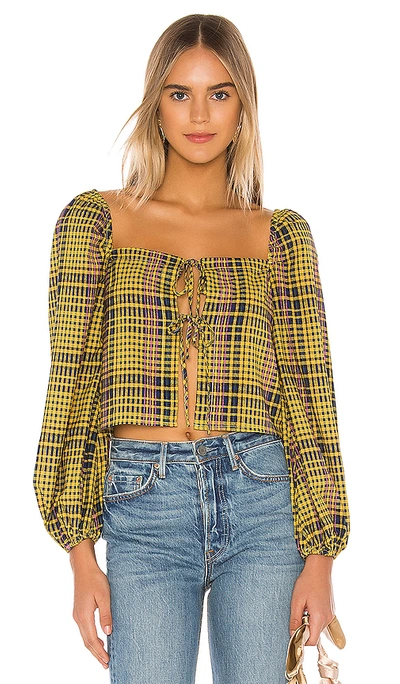 Lovers & Friends Tucker Top In Yellow Plaid