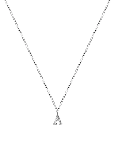 Meira T 14k White Gold Diamond Intial Pendant Necklace In Initial A