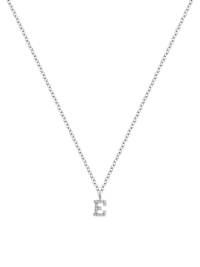 Meira T 14k White Gold Diamond Intial Pendant Necklace In Initial E