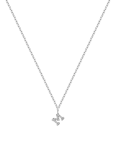 Meira T 14k White Gold Diamond Intial Pendant Necklace In Initial M