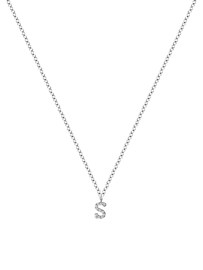 Meira T 14k White Gold Diamond Intial Pendant Necklace In Initial S