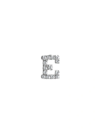 Meira T 14k White Gold Diamond Intial Single Stud Earring In Initial E