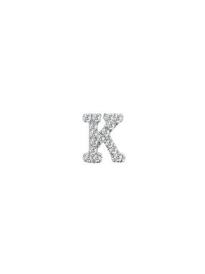 Meira T 14k White Gold Diamond Intial Single Stud Earring In Initial K