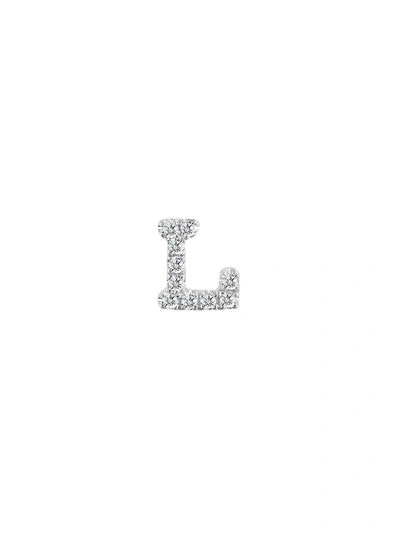 Meira T 14k White Gold Diamond Intial Single Stud Earring In Initial L