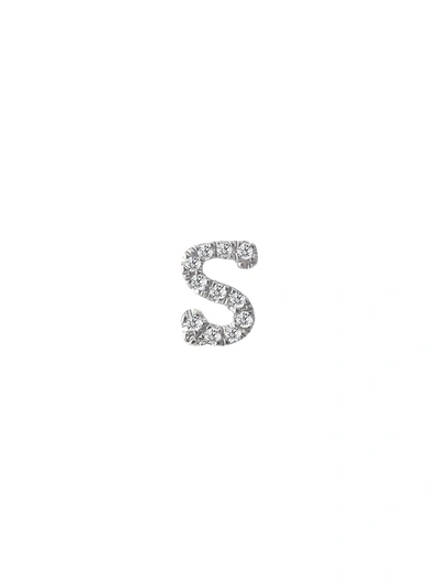 Meira T 14k White Gold Diamond Intial Single Stud Earring In Initial S