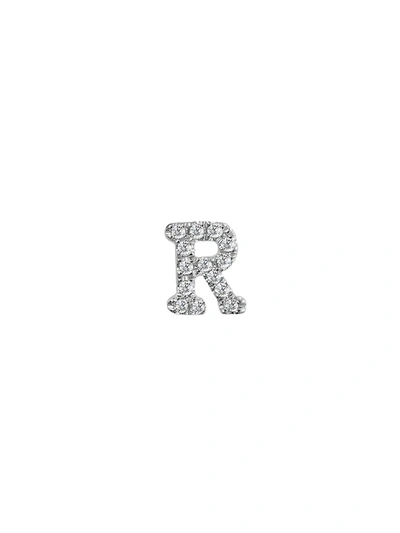 Meira T 14k White Gold Diamond Intial Single Stud Earring In Initial R