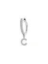 Meira T 14k White Gold Diamond Intial Single Huggie Hoop Earring In Initial C