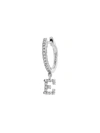 Meira T 14k White Gold Diamond Intial Single Huggie Hoop Earring In Initial E