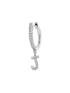 Meira T 14k White Gold Diamond Intial Single Huggie Hoop Earring In Initial J