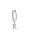 Meira T 14k White Gold Diamond Intial Single Huggie Hoop Earring In Initial K