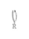 Meira T 14k White Gold Diamond Intial Single Huggie Hoop Earring In Initial R