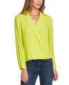 Vince Camuto Notch-collar Surplice Top In Lime Chrome