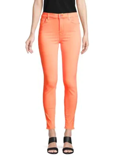 7 For All Mankind Women's High-rise Ankle Skinny Jeans In Orange