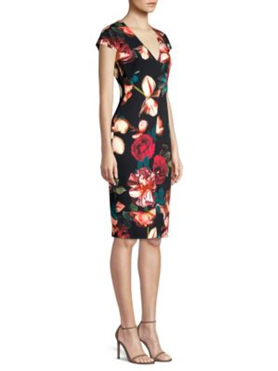 Black Halo Greyson Floral Sheath Dress In Nocturne