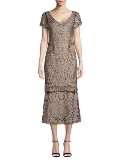 Js Collections Soutache Cocktail Dress In Clay